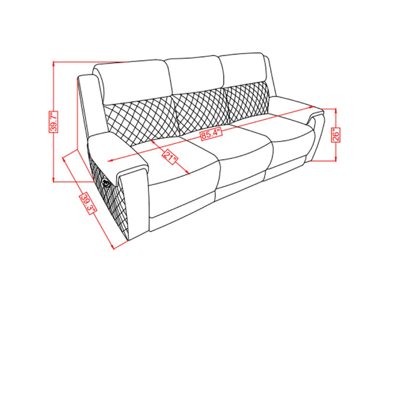 Alicia - Reclining Sofa - Gray / Black - R&R Furniture Gallery (Fountain Valley, CA)