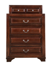 Glory Furniture LaVita accent chest with a sleek wooden finish, featuring modern design and multiple storage compartments.