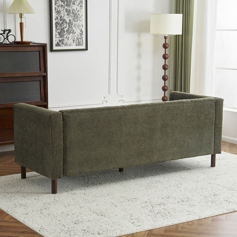 Noble House modern upholstered 3-seater sofa with tufted design, ideal for living room decor and comfortable seating.