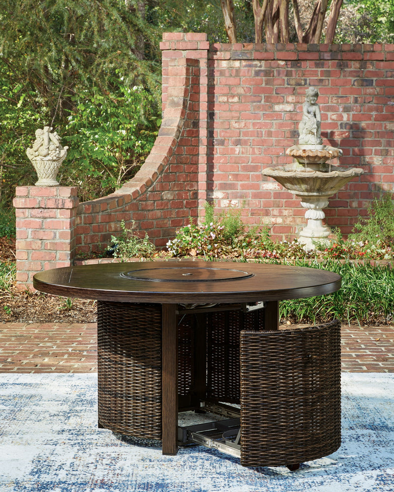 Monterey Point - Round Fire Pit Table - Dark Brown - R&R Furniture Gallery (Fountain Valley, CA)