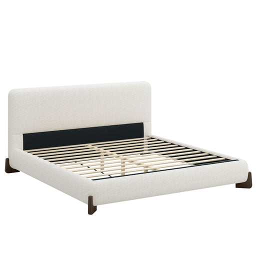 Elegant Boucle Upholstered Bed With Solid Wood Legs - R&R Furniture Gallery (Fountain Valley, CA)