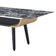 Landon - Coffee Table With Glass Marble Texture Top And Bent Wood Design - R&R Furniture Gallery (Fountain Valley, CA)
