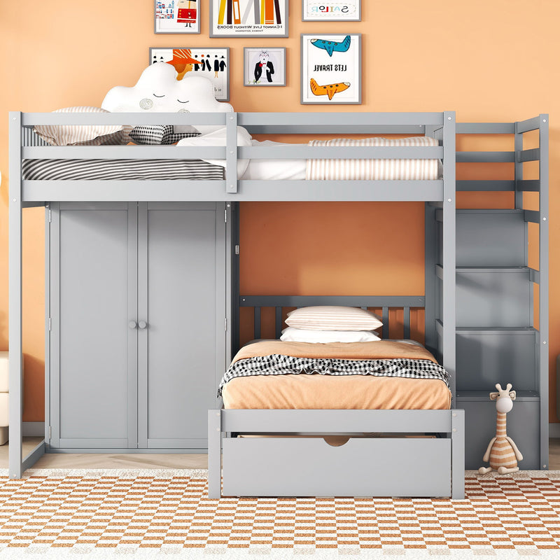 Bunk Bed With Wardrobe, Drawers - R&R Furniture Gallery (Fountain Valley, CA)