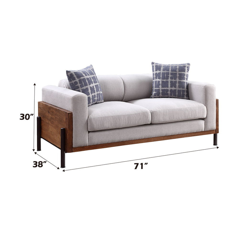 Pelton - Loveseat With 2 Pillows - Fabric & Walnut - R&R Furniture Gallery (Fountain Valley, CA)
