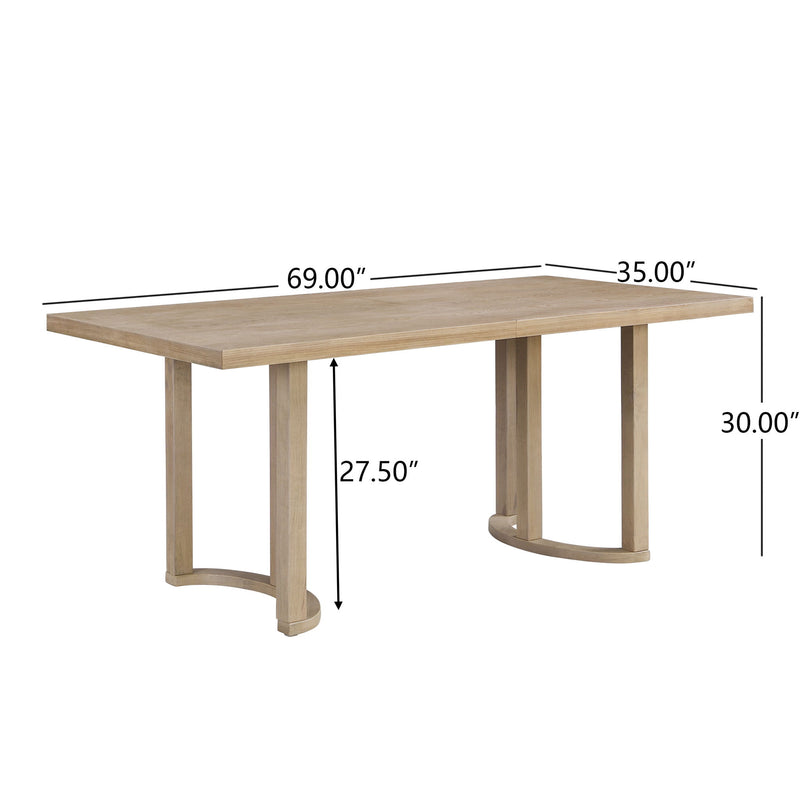 Modern solid wood dining table by Noble House featuring a sleek rectangular design with sturdy legs and smooth tabletop surface.