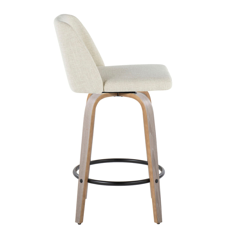 Toriano - Contemporary Fixed Height Counter Stool Swivel & Round Footrest (Set of 2) - R&R Furniture Gallery (Fountain Valley, CA)