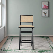 Keira - Bar Stool (Set of 2) - Black / Rattan - R&R Furniture Gallery (Fountain Valley, CA)