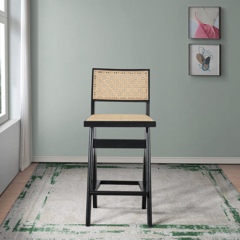 Keira - Bar Stool (Set of 2) - Black / Rattan - R&R Furniture Gallery (Fountain Valley, CA)