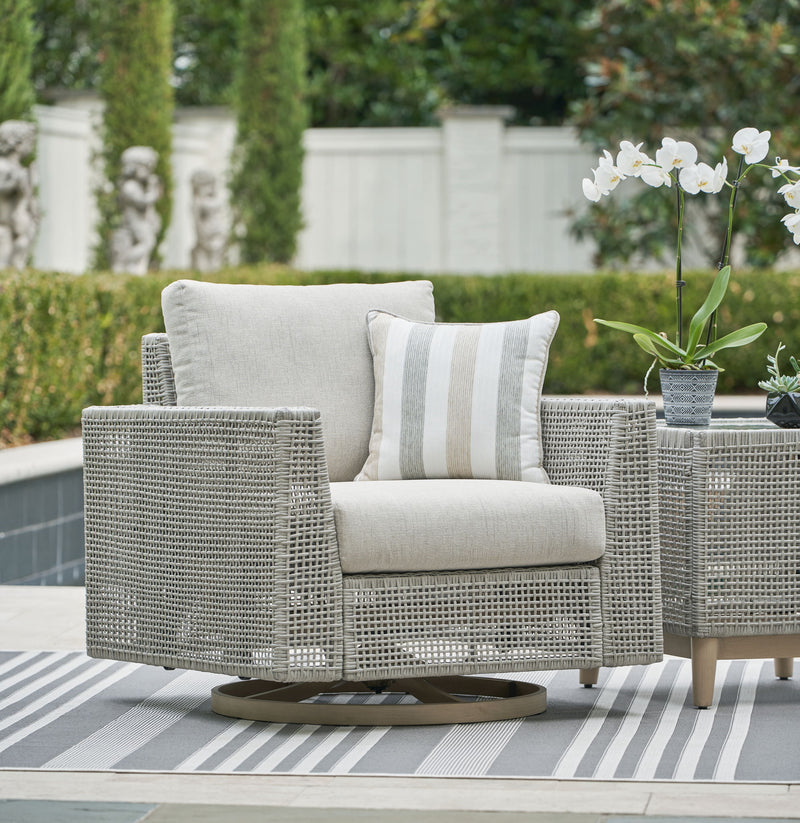Seton Creek - Swivel Lounge With Cushion - Gray - R&R Furniture Gallery (Fountain Valley, CA)
