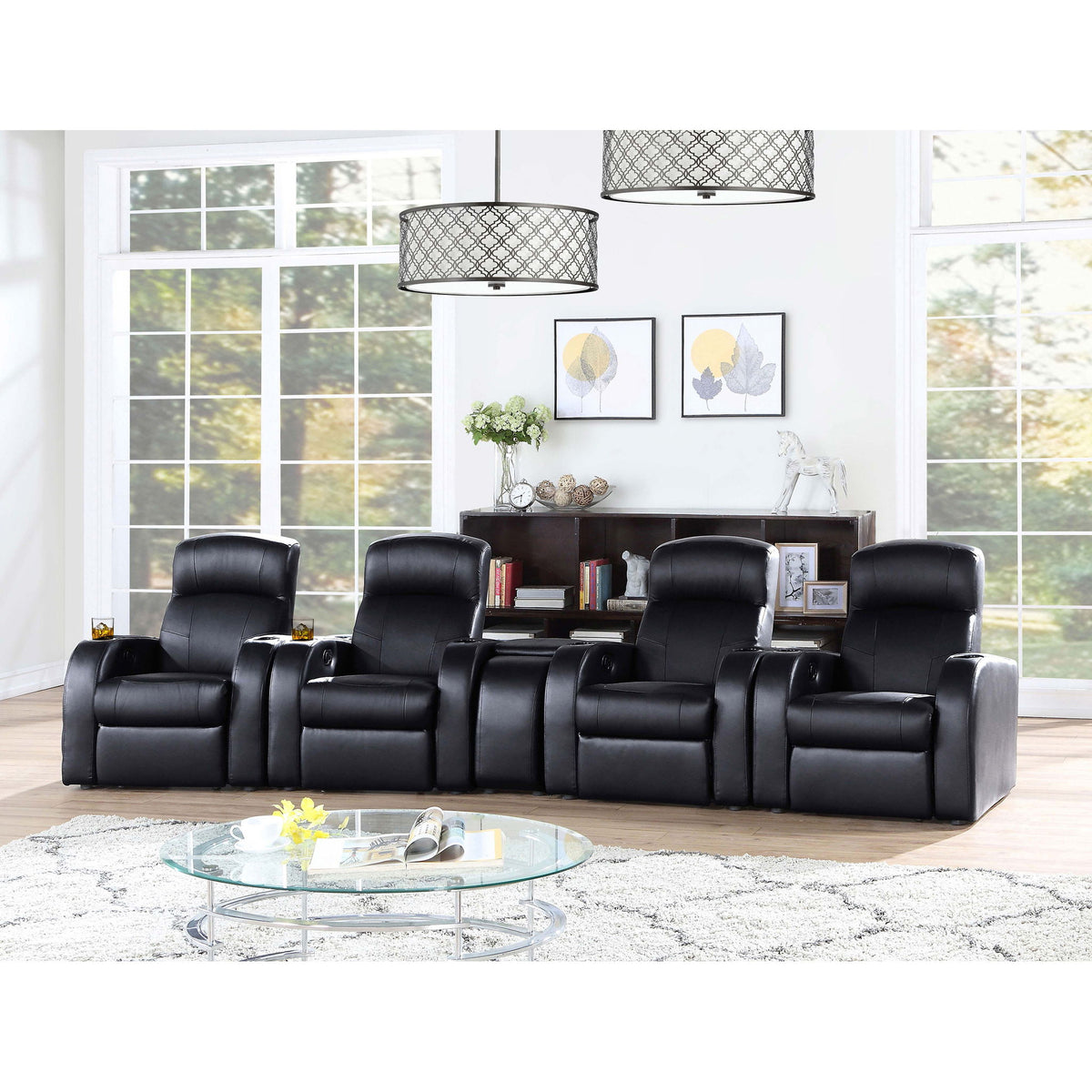 Upholstered Recliner With Cup Holder Comfort Lounge Chair - Black