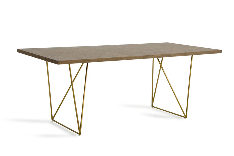 Marcia Mid-Century Tobacco & Antique Brass Dining Table — view 3
