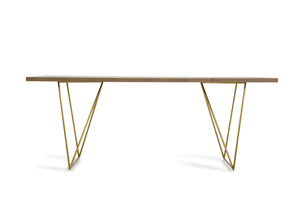 Marcia Mid-Century Tobacco & Antique Brass Dining Table — view 2