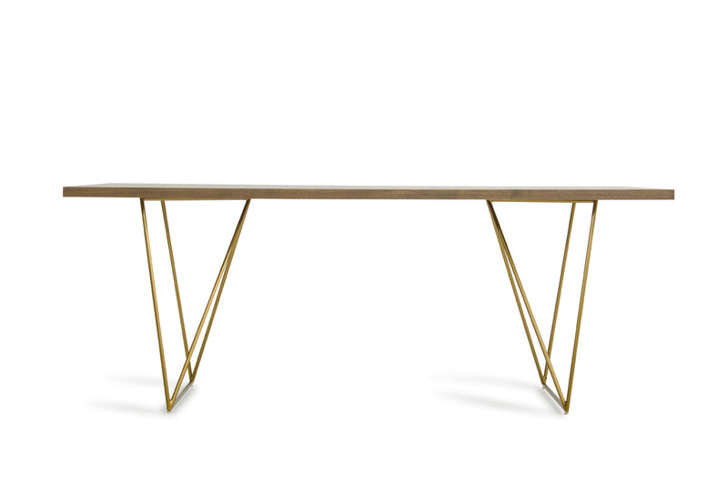 Marcia Mid-Century Tobacco & Antique Brass Dining Table — view 2