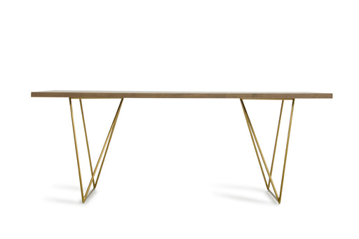 Marcia Mid-Century Tobacco & Antique Brass Dining Table — view 2