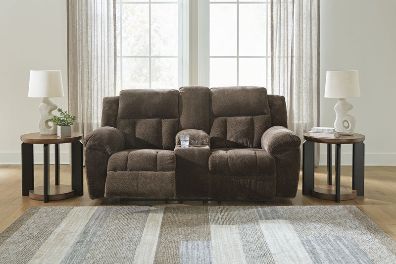 Frohn - Dbl Reclining Loveseat With Console - R&R Furniture Gallery (Fountain Valley, CA)
