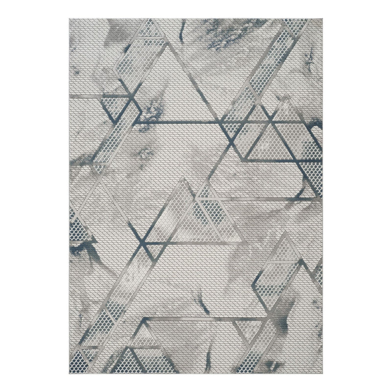 Geometrix - 5'3" X 7'3" Area Rug & Geometric, 3D Effect - Ivory / Gray - R&R Furniture Gallery (Fountain Valley, CA)