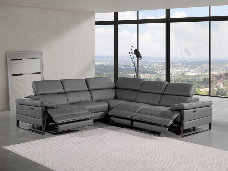 1246 - 5-Piece L-Shaped Modular Power Reclining Sectional With Power Headrests