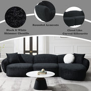 Lucifer - Sectional Sofa With 3 Pillows - Black Shimmer Chenille - R&R Furniture Gallery (Fountain Valley, CA)