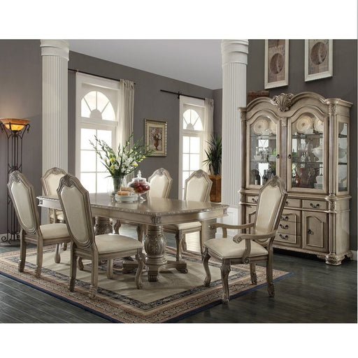 Chateau De Ville - Arm Chair (Set of 2) - Synthetic Leather & Antique White - R&R Furniture Gallery (Fountain Valley, CA)