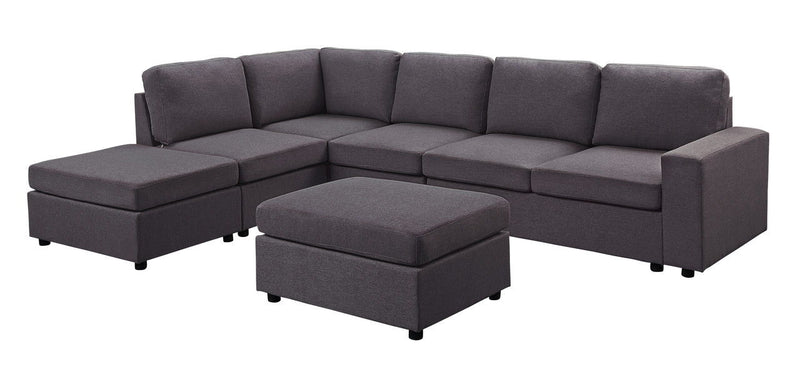 Cassia - 7 Seat Reversible Modular Sectional Sofa With Ottoman - R&R Furniture Gallery (Fountain Valley, CA)