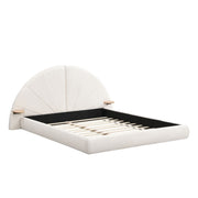 Queen Arched Bed With Small Table, Floor Standing Design - Beige - R&R Furniture Gallery (Fountain Valley, CA)