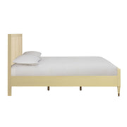 TOV Furniture Sierra panel bed with a sleek, modern design and a wooden finish, shown in a well-lit bedroom setting.