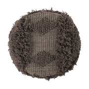 Dark brown Noble House handcrafted wool and cotton foot stool with eucalyptus wood frame, designed as a stylish ottoman.