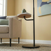 Seoul - Floor Lamp With Rotary Switch Wood Table Base - Black / White - R&R Furniture Gallery (Fountain Valley, CA)
