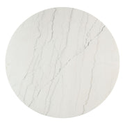 Edwyn - Round Dining Table - White Natural Marble Top & Espresso - R&R Furniture Gallery (Fountain Valley, CA)