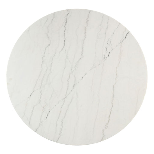 Edwyn - Round Dining Table - White Natural Marble Top & Espresso - R&R Furniture Gallery (Fountain Valley, CA)