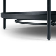 Simpli-Home Monet handcrafted coffee table with a sleek wooden surface and modern design, ideal for living room decor.