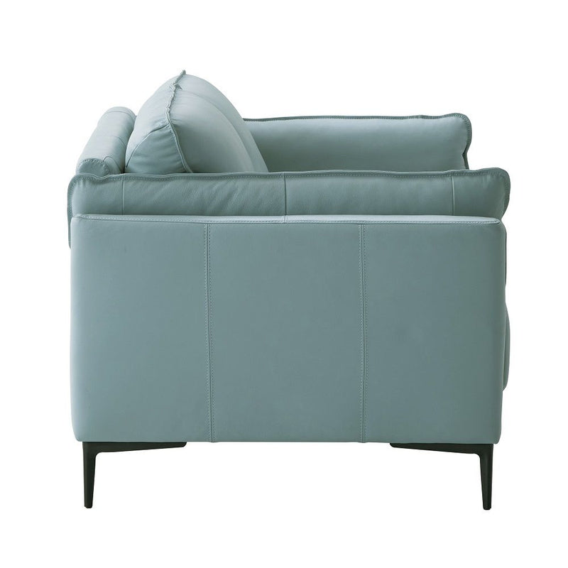 Mesut - Loveseat - Sage Green Top Grain Leather & Black - R&R Furniture Gallery (Fountain Valley, CA)