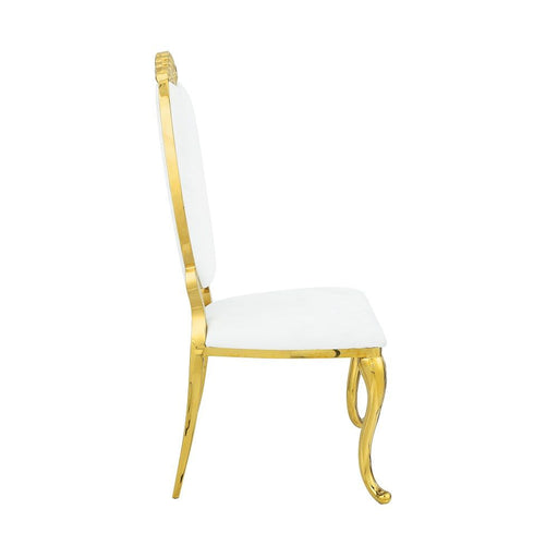 Fallon - Side Chair (Set of 2) - White Velvet & Mirrored Gold - R&R Furniture Gallery (Fountain Valley, CA)