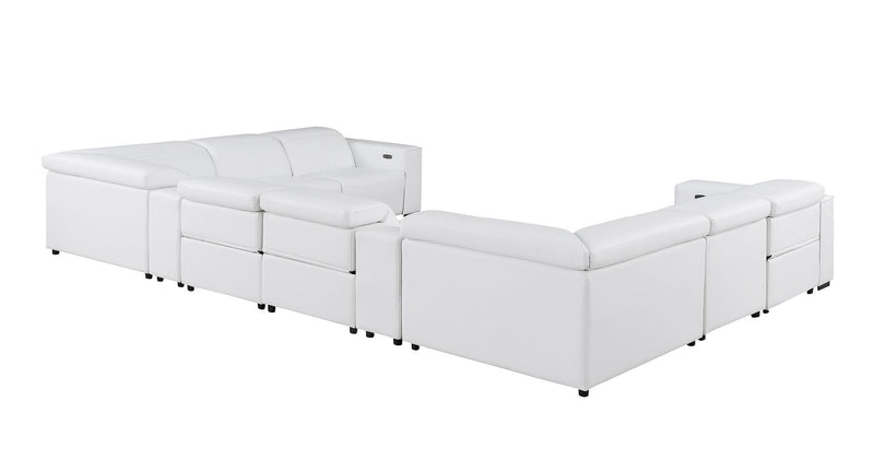 1208 - 10 Piece U Shaped Leather Sectional With 4 Power Recliners & Power Headrest
