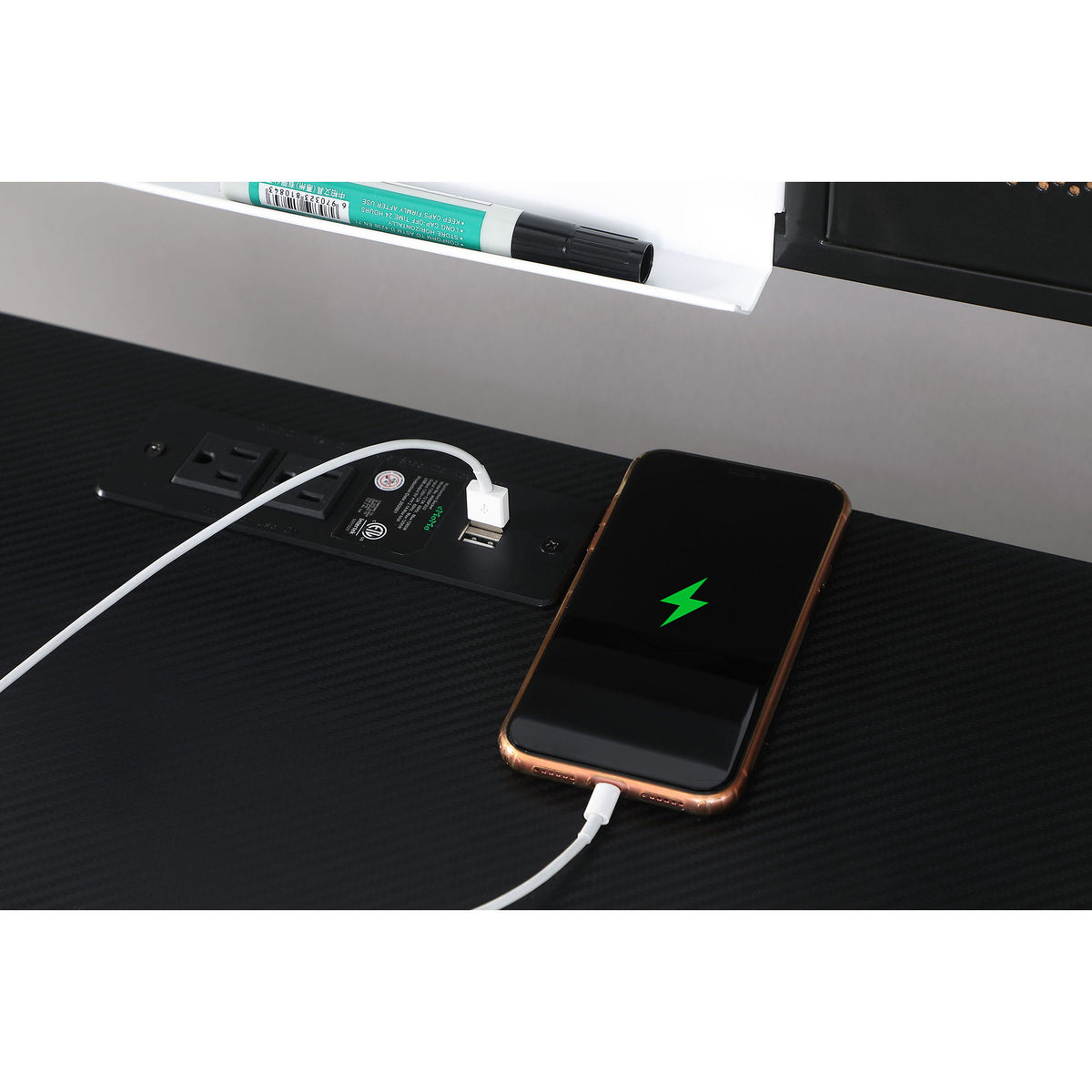 Darby - Writing Desk With USB Ports - Black