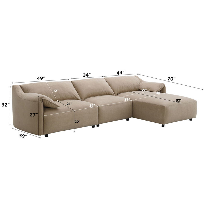 Veata - Sectional Sofa - Light Brown Suede - R&R Furniture Gallery (Fountain Valley, CA)