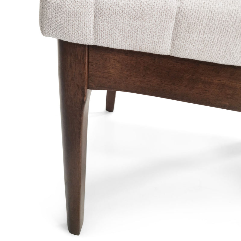 Set of two Noble House upholstered dining chairs with soft fabric seats and rubber legs, stylish and comfortable for dining rooms.