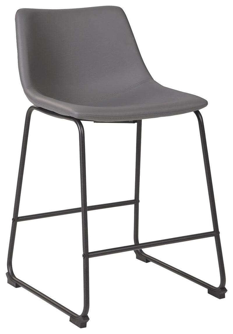 Pair of Signature Design by Ashley® Centiar upholstered barstools with cushioned seats and wooden legs, set of two for kitchen or bar area.