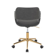 Lumi Source Margarite contemporary task desk chair with black cushioned seat and ergonomic backrest, on a swivel base.