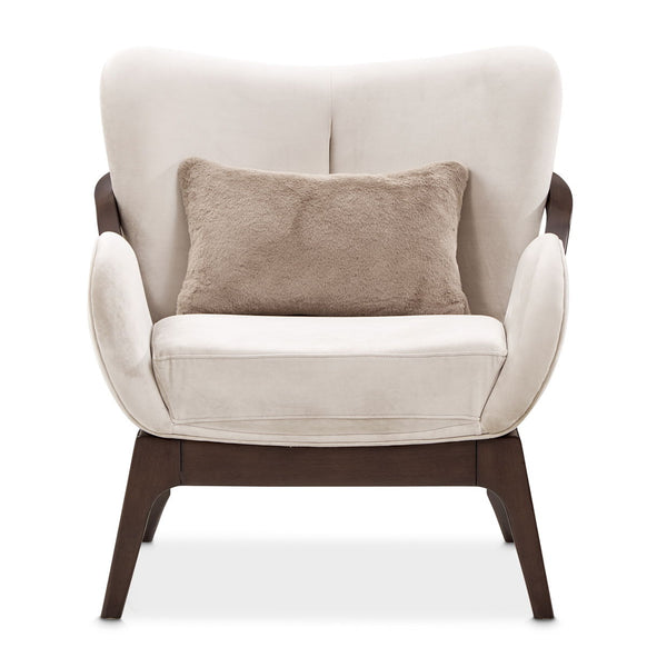 Camellia Field - Velvet Accent Chair - Beige / Dark Brown