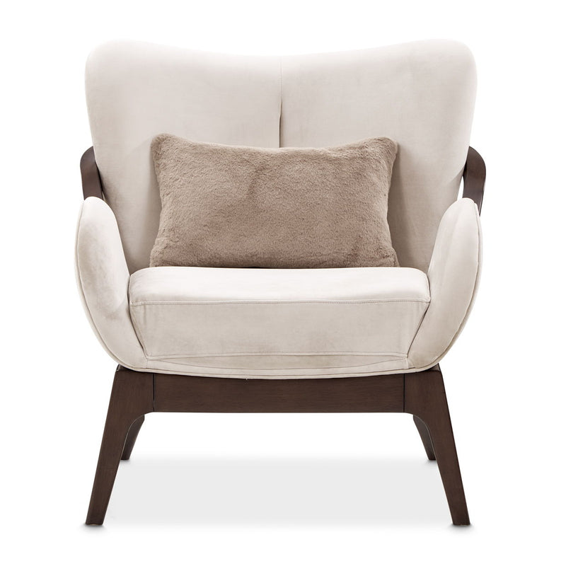 Camellia Field - Velvet Accent Chair - Beige / Dark Brown - R&R Furniture Gallery (Fountain Valley, CA)