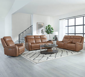 Haywood - Power Reclining Console Loveseat - Butternut