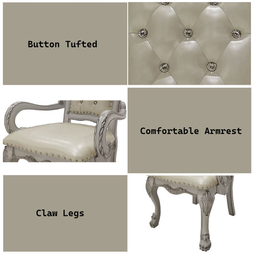Dresden - Synthetic Leather Arm Chair (Set of 2) - Bone White - R&R Furniture Gallery (Fountain Valley, CA)