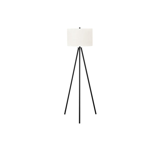 Contemporary 8th Street floor lamp with sleek design and tall metal stand, ideal for modern living room lighting.