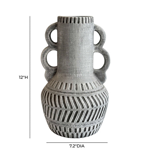 Earthenware - Aztec Handled Flower Vase - Slate - R&R Furniture Gallery (Fountain Valley, CA)