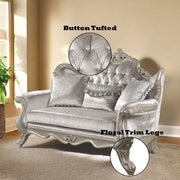 Libertee - Loveseat With 3 Pillows - Beige Fabric & Champagne - R&R Furniture Gallery (Fountain Valley, CA)