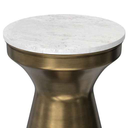 Raquel - Side Table - Antique Brass / White - R&R Furniture Gallery (Fountain Valley, CA)