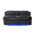 Winston - Power Console Recliner Loveseat With LED And Hidden Drawer - Black