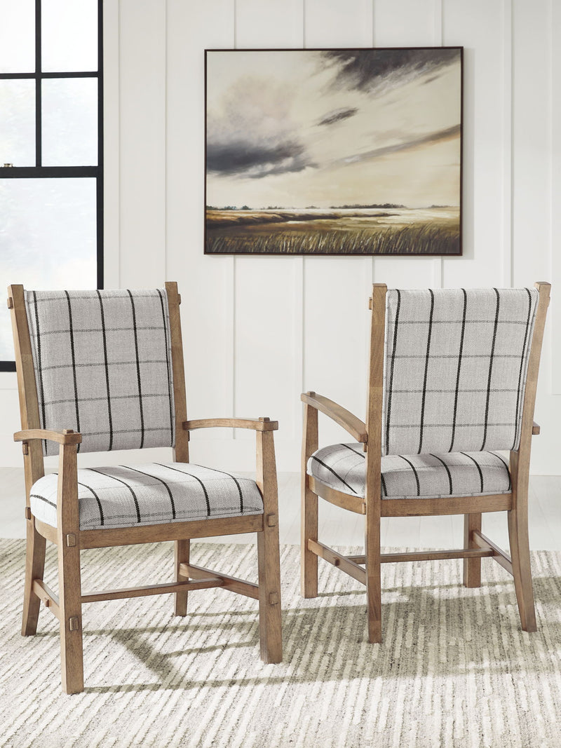 Ridgester - Dining Upholstered Arm Chair (Set of 2) - Light Brown - R&R Furniture Gallery (Fountain Valley, CA)