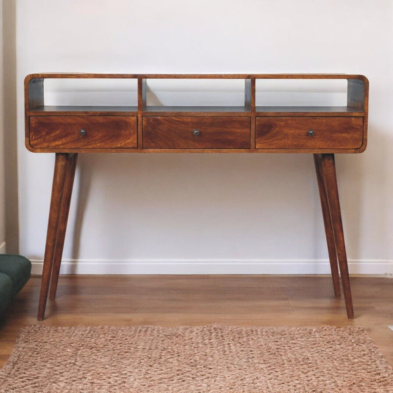 Triple Curved Console Table - Brown - R&R Furniture Gallery (Fountain Valley, CA)
